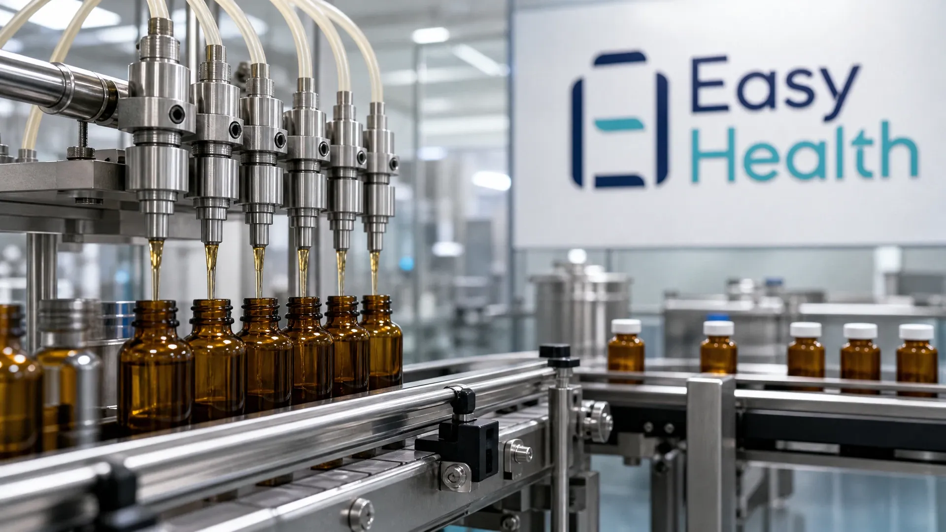 Easy Health 液態保健品深色玻璃瓶包裝概念示意圖
