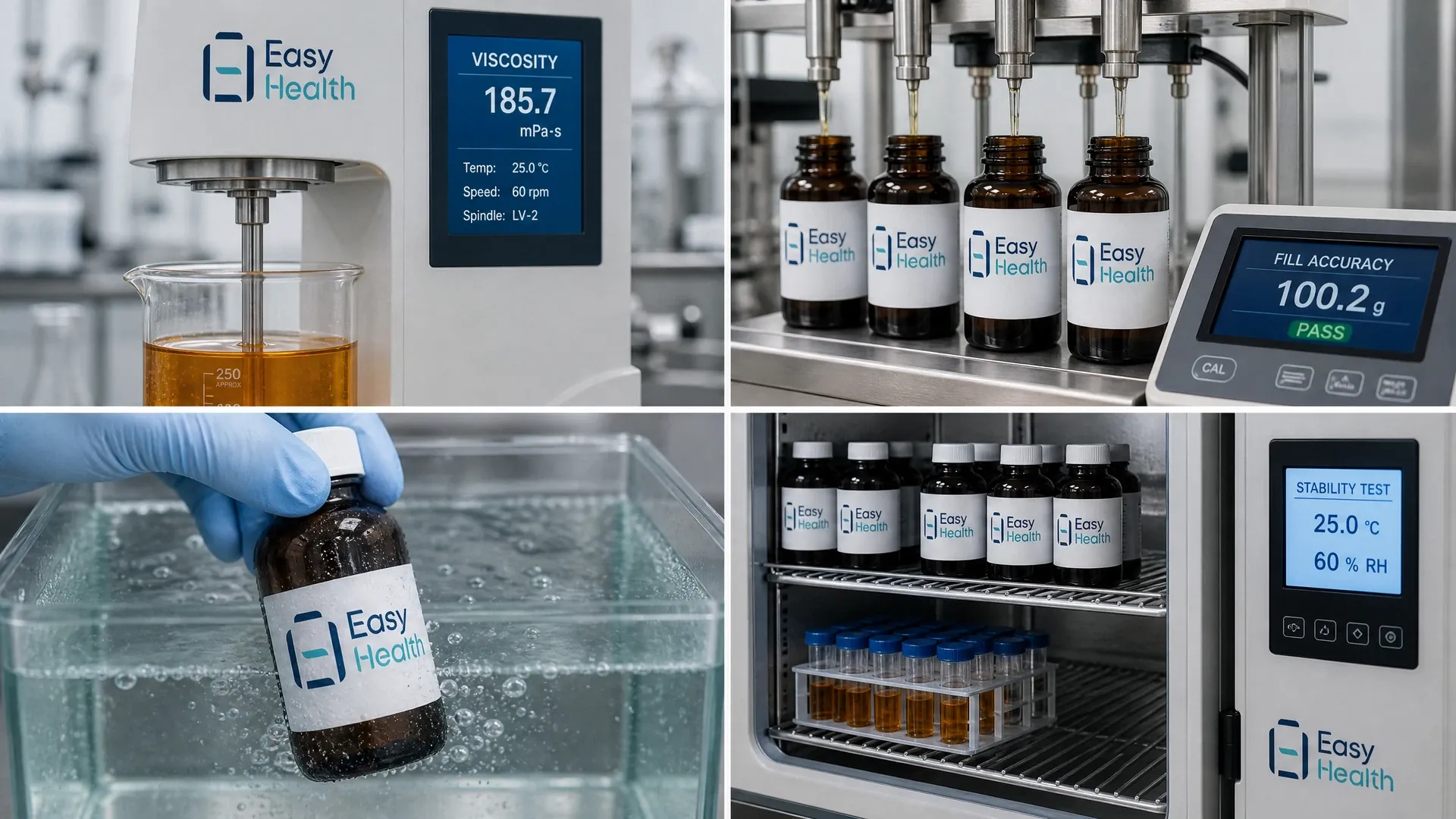 Easy Health 液態保健品包裝及魚油瓶裝概念示意圖