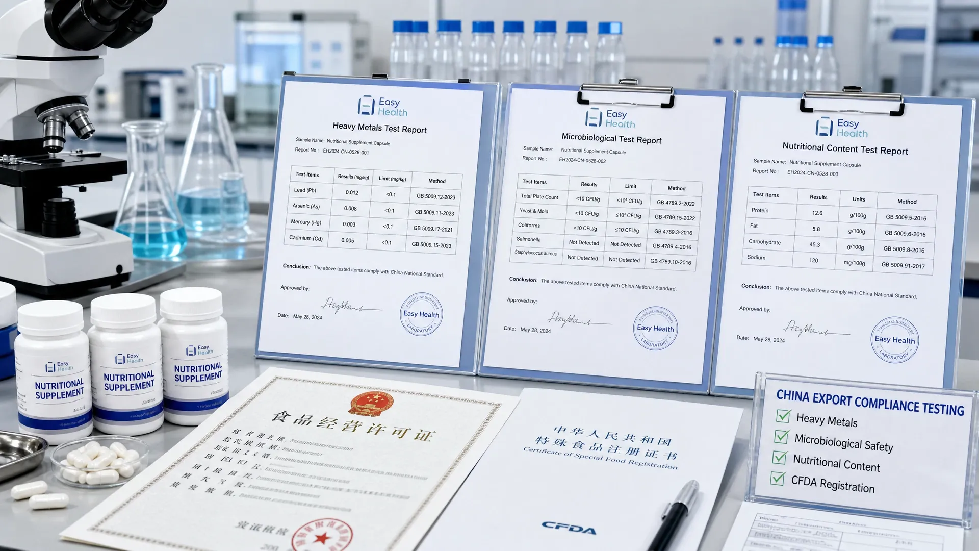 Illustration of white supplement bottles and organized label layout designs.