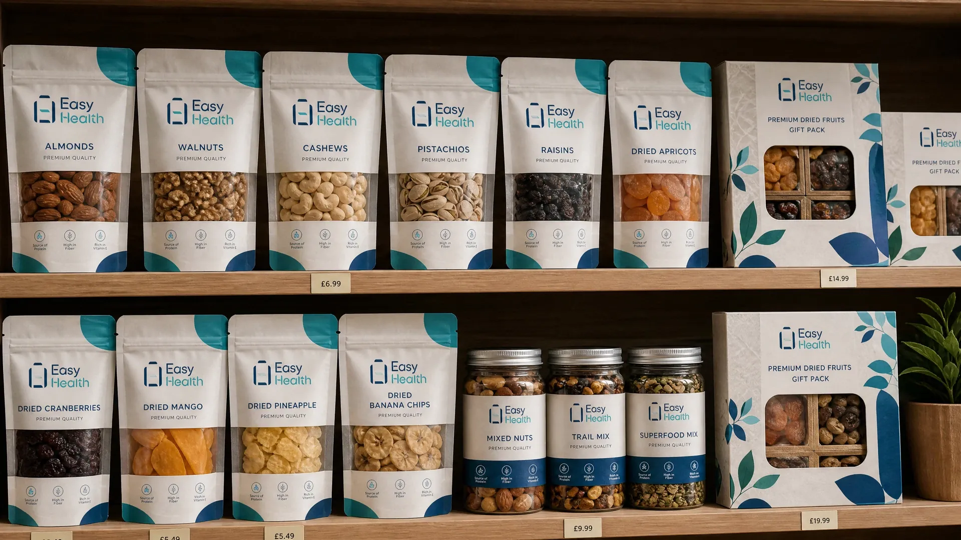 依時健乾貨零食及堅果包裝設計示意圖