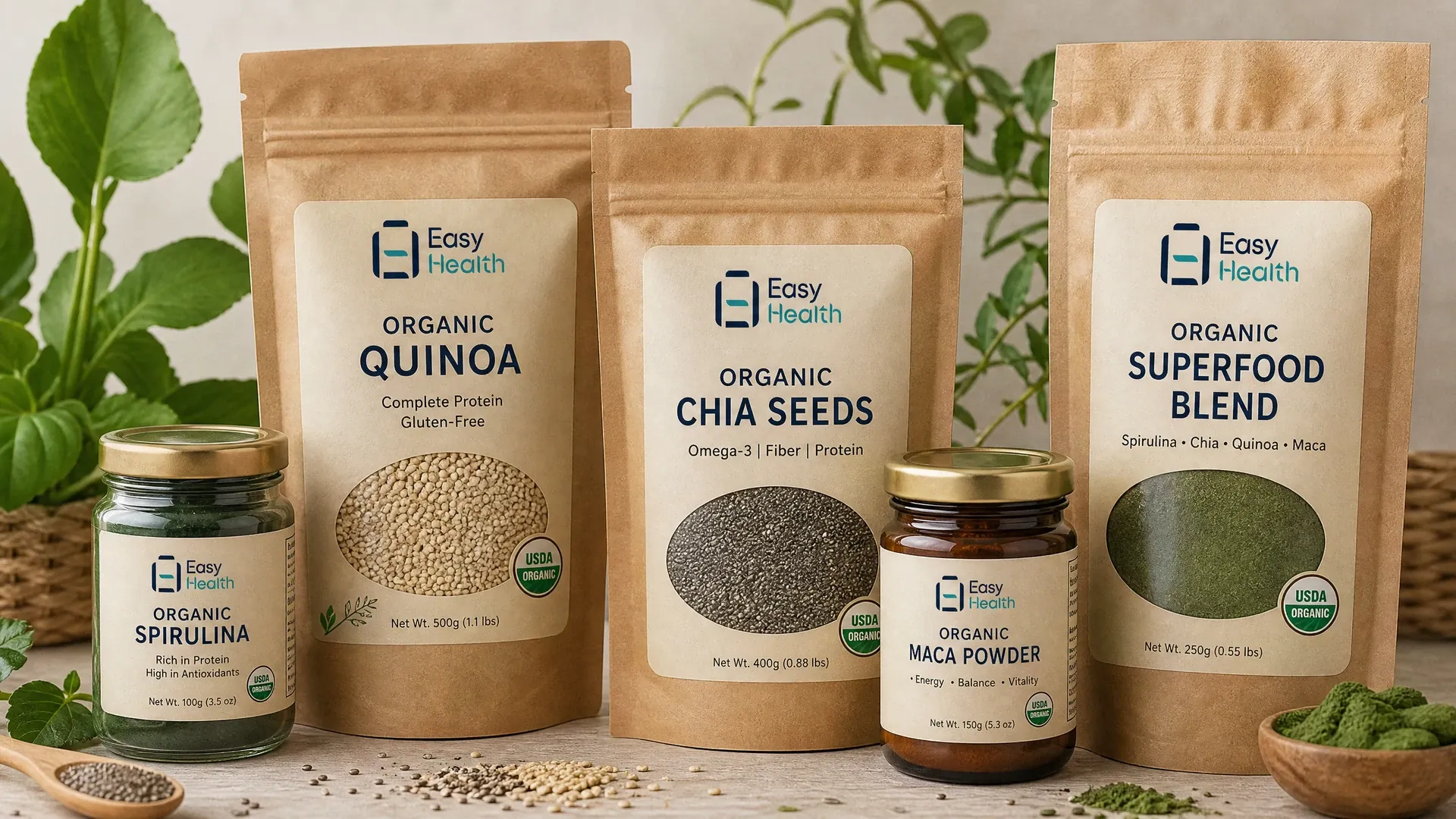 依時健有機食品包裝及穀物包裝設計展示圖