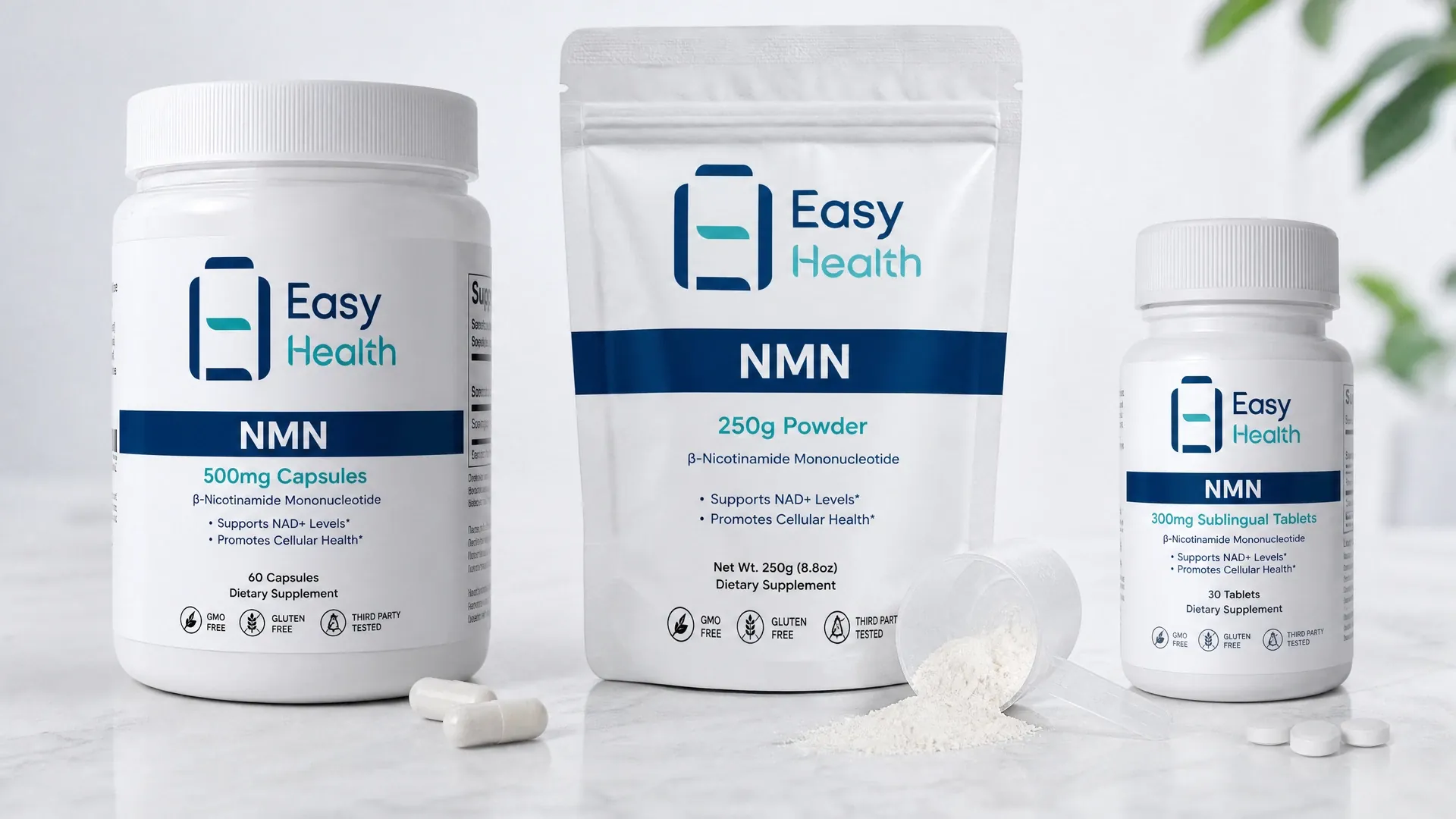 Easy Health NMN 保健品系列包裝設計示意圖