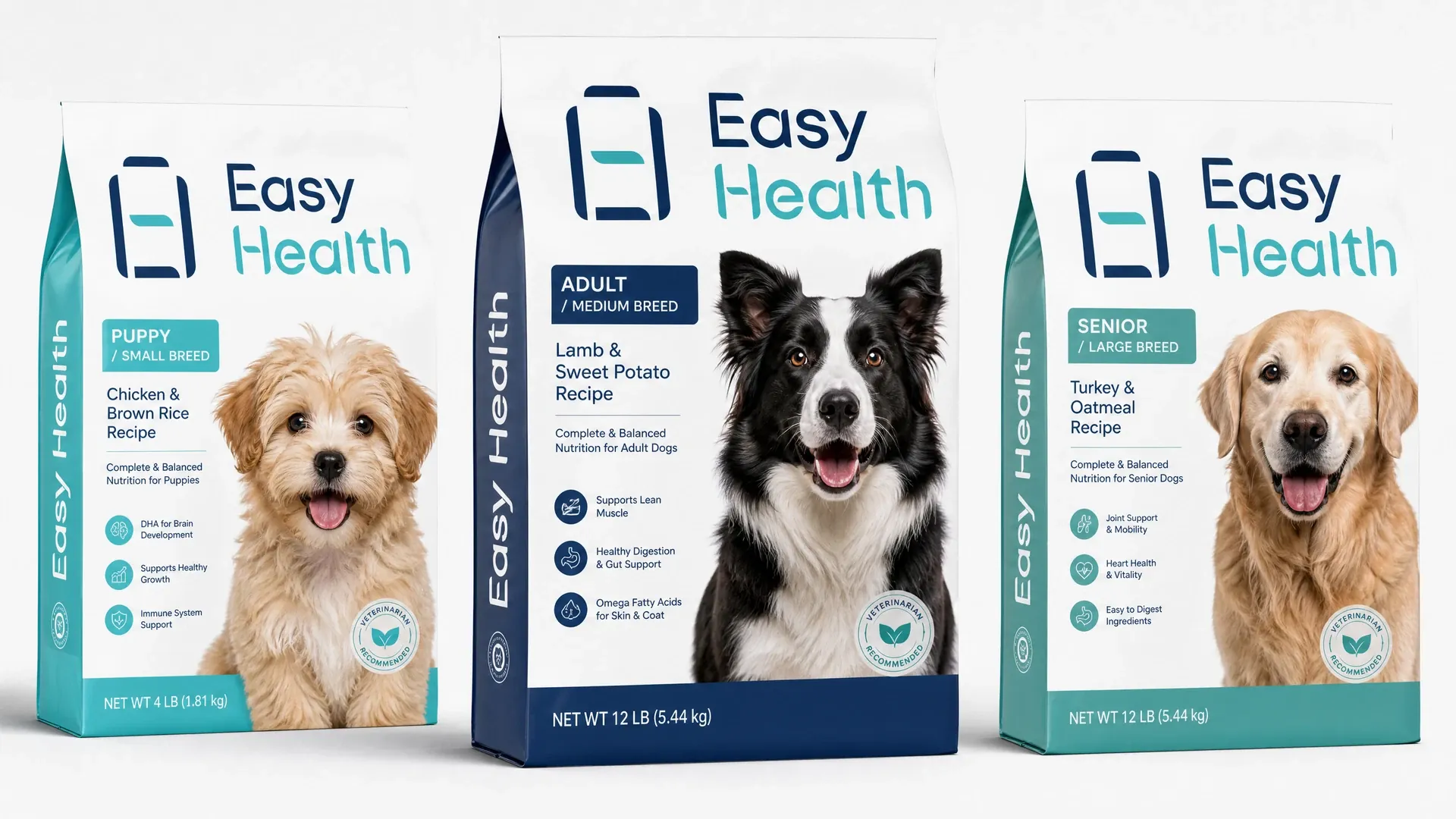 Easy Health 專業狗糧及貓糧包裝設計示意圖