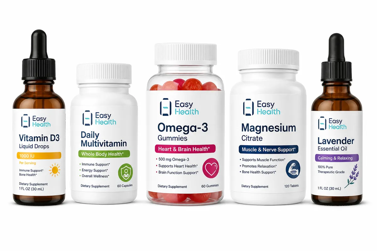 Easy Health 瓶裝包裝設計展示