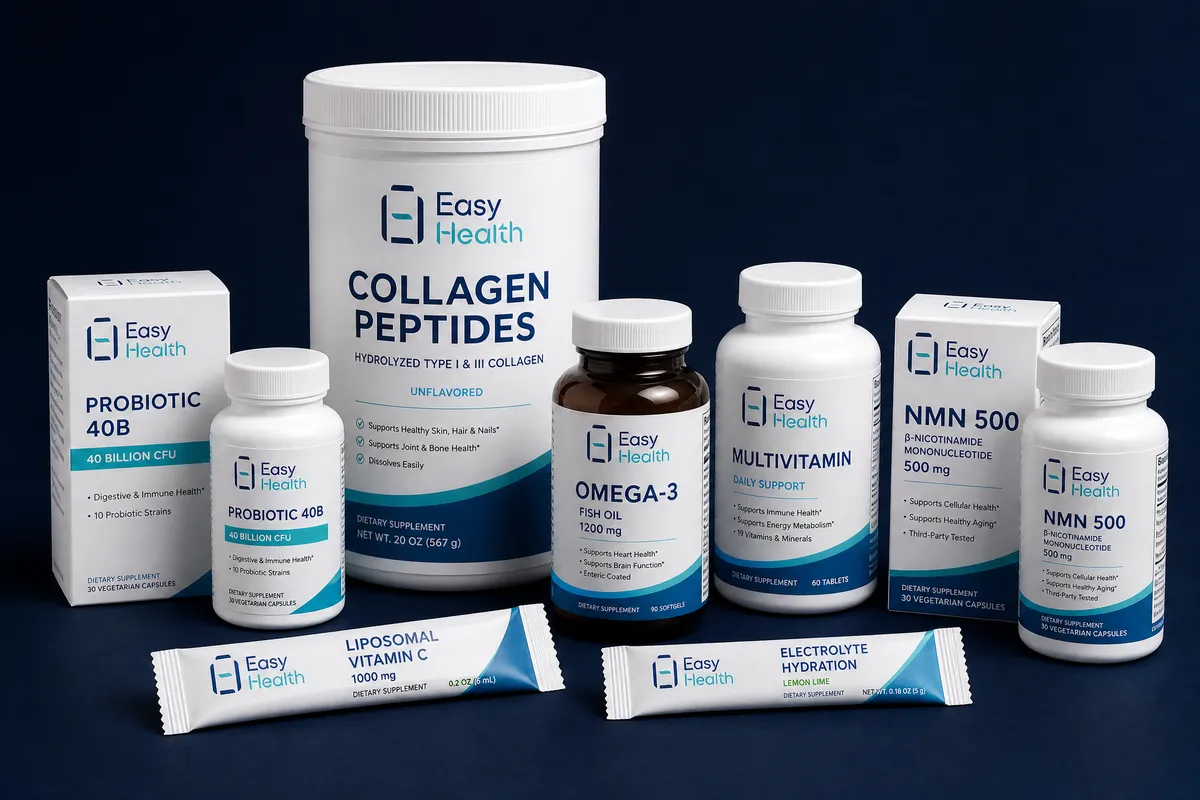 Easy Health 保健品包裝代工 - 膠囊瓶裝及盒裝產品